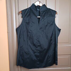 Misook Sleeveless Stand Collar Women's size L Black Stretch Top/Blouse